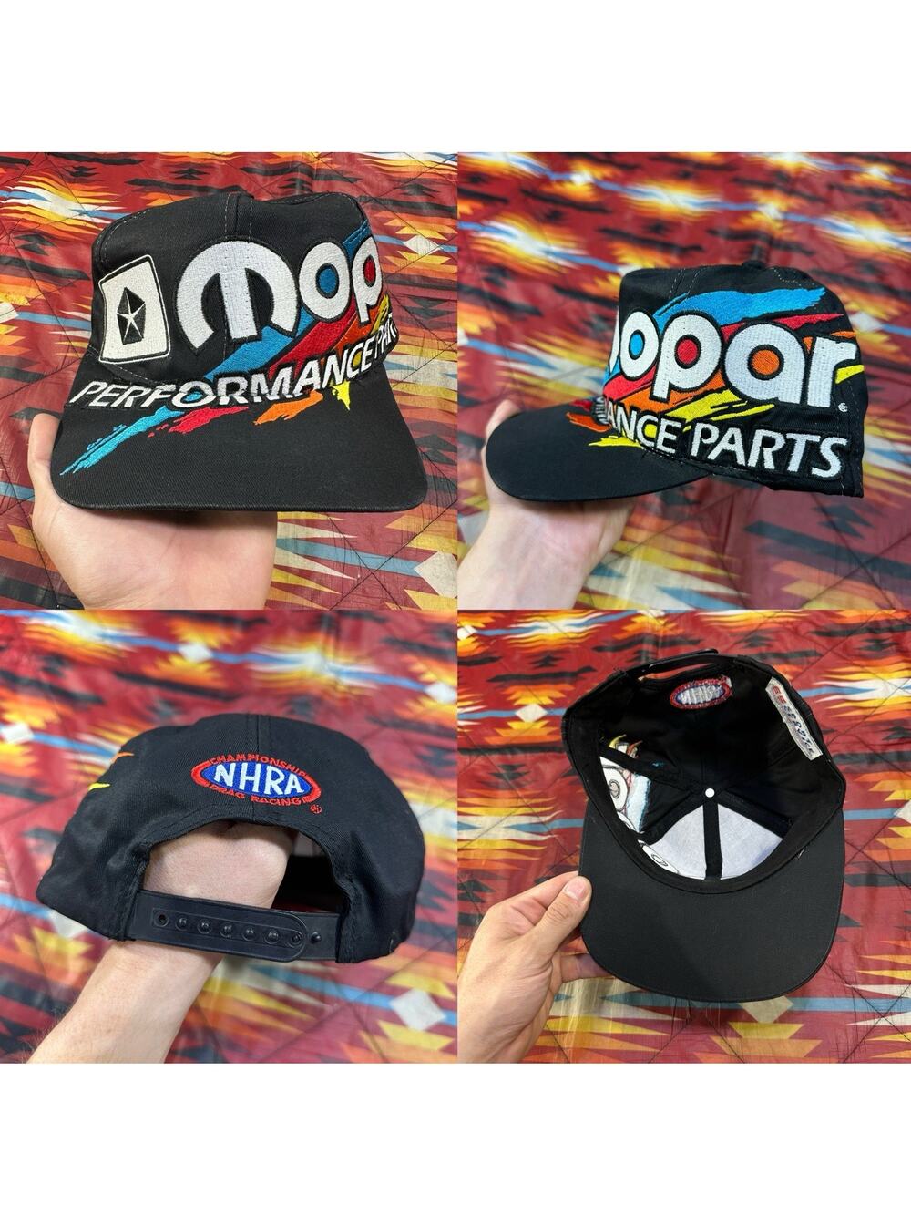 RARE Vintage Mopar Performance Parts Racing Splash Black Snapback Hat NHRA